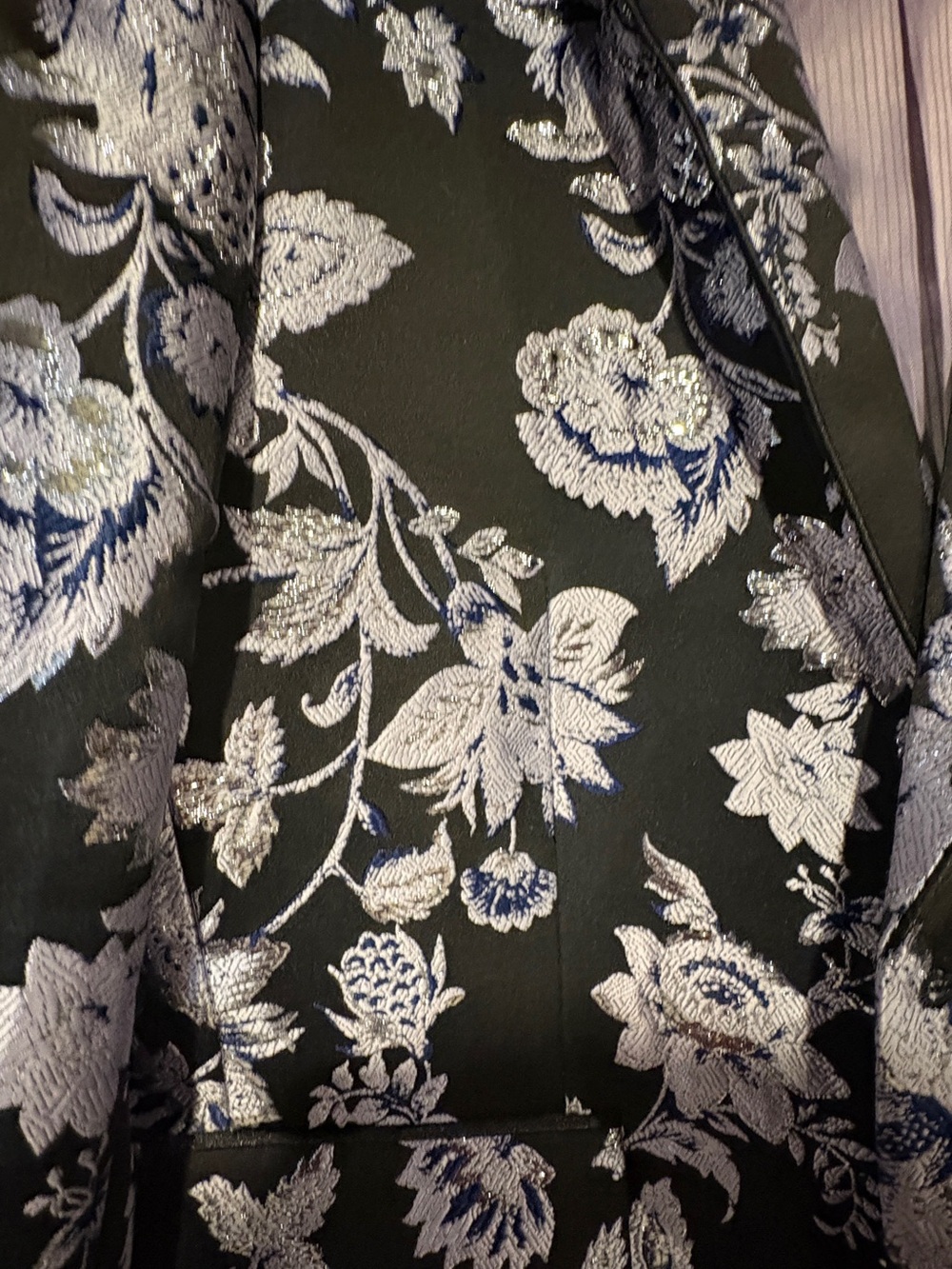 INC Men’s Floral Brocade Blazer Black Silver Formal Jacket Wedding Prom NWT - Picture 3 of 8